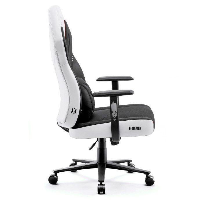 Fotel gamingowy DIABLO X-GAMER fotel czarno-biały (WYPRZEDAŻ) — zdjęcie 5