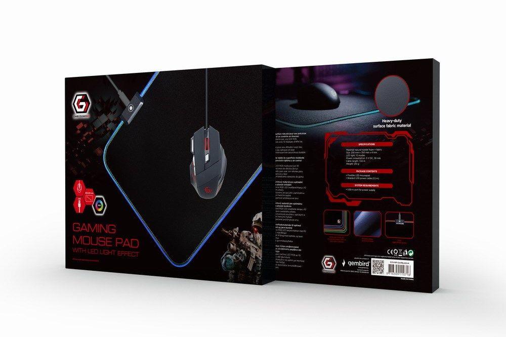 GEMBIRD PODKŁADKA POD MYSZ GAMING, Z EFEKTEM ŚWIETLNYM LED, CZARNA, ROZMIAR - L — zdjęcie 9