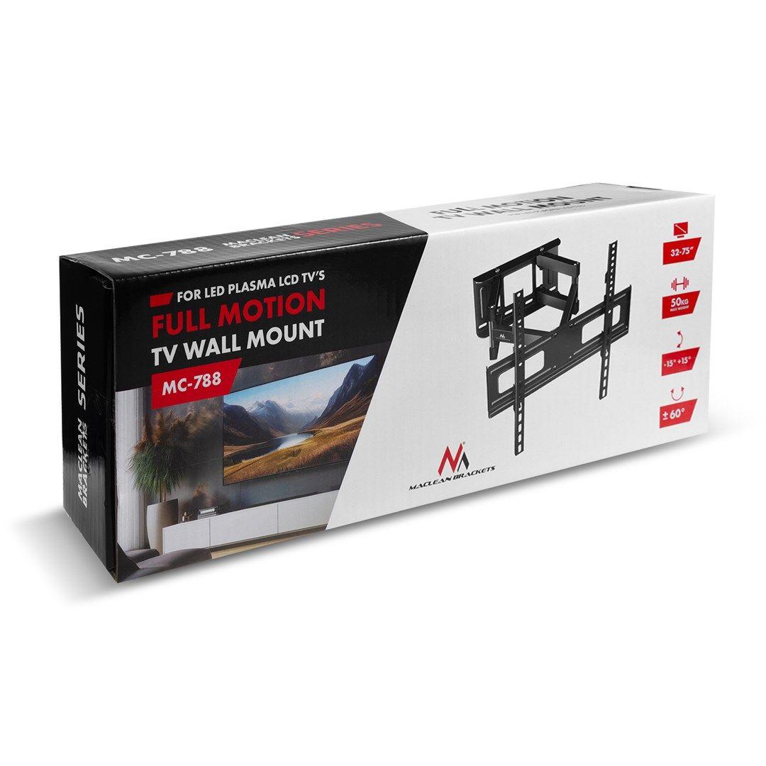 MACLEAN UCHWYT DO TV, MAX VESA 600X400, 32-85", 60KG, REG.KĄTA W PIONIE I POZIOMIE, PROFIL 65-390MM, CZARNY MC-789 — zdjęcie 9