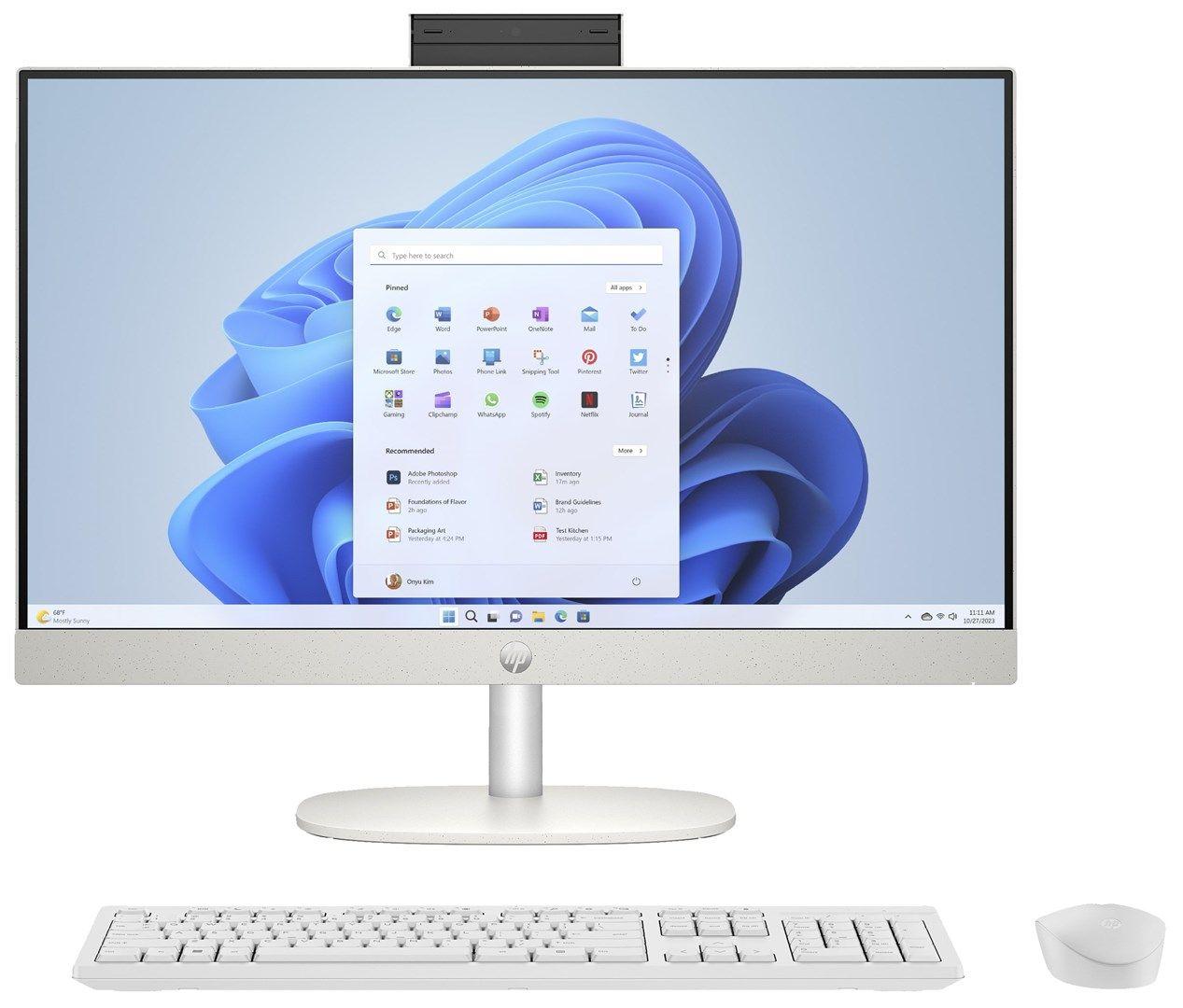 HP AiO 24-cr0312nw Ryzen 5 7520 23.8" FHD IPS 250nits AG 16GB DDR5 SSD512 Radeon 610M Cam720p kB+Mouse Win11 Shell White 2Y — zdjęcie 1