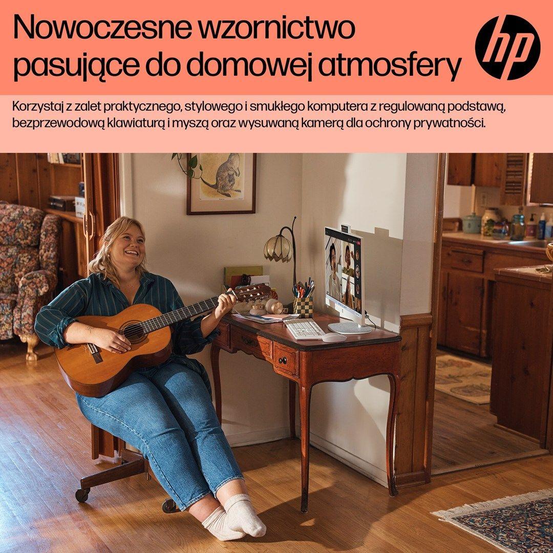 HP AiO 24-cr0312nw Ryzen 5 7520 23.8" FHD IPS 250nits AG 16GB DDR5 SSD512 Radeon 610M Cam720p kB+Mouse Win11 Shell White 2Y — zdjęcie 2