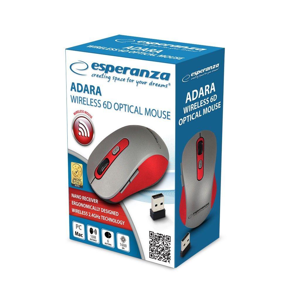 ESPERANZA MYSZ BEZPRZEWODOWA 2.4GHZ ADARA CZERWONA EM131R — zdjęcie 4