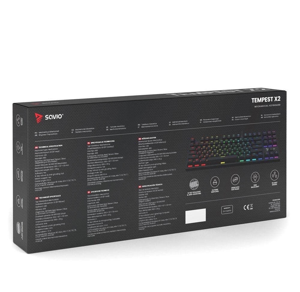 SAVIO KLAWIATURA MECHANICZNA RGB OUTEMU RED TEMPEST X2 — zdjęcie 5