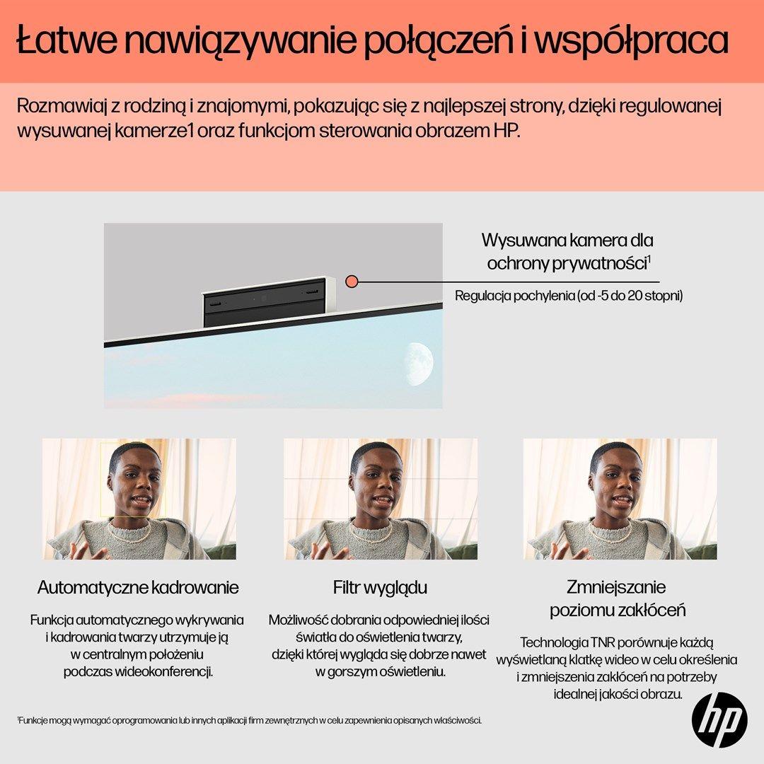 HP AIO 24-cr0184nw Ryzen 5 7520U 23.8"FHD IPS 250nits AG 16GB LPDDR5 SSD512 Radeon 610M Cam720p kB+Mouse NoOS Shell White 2Y — zdjęcie 8