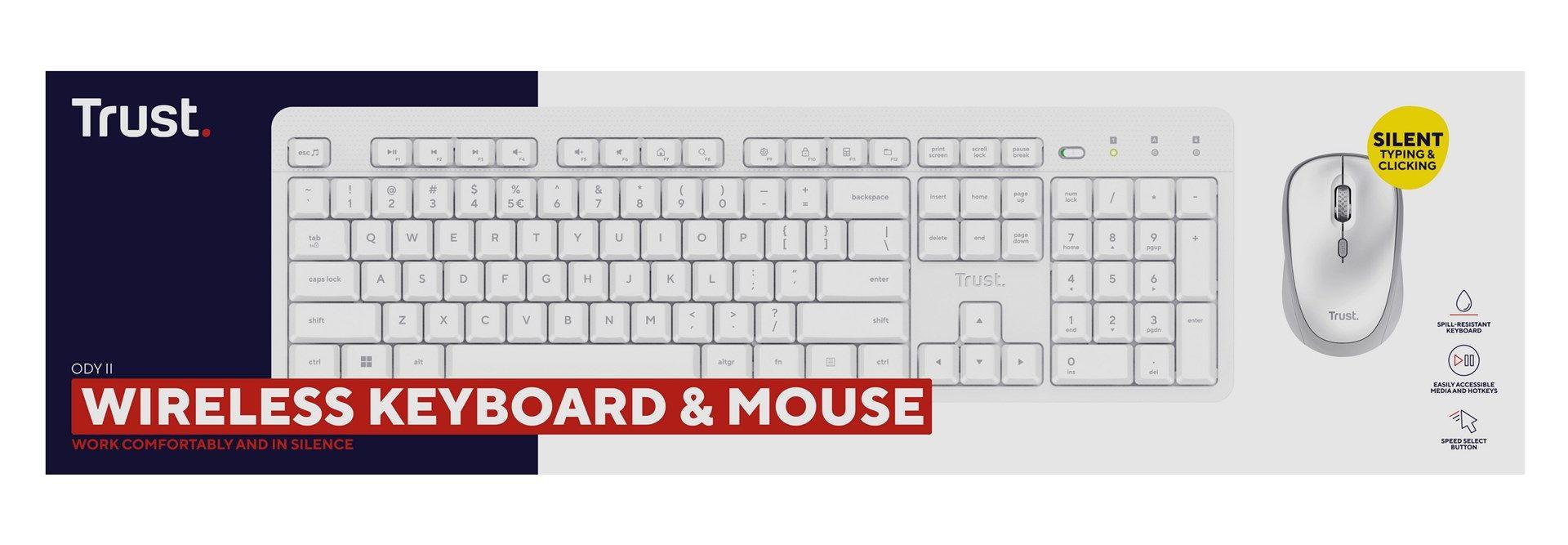 Klawiatura + mysz Trust ODY II Wireless White US — zdjęcie 8