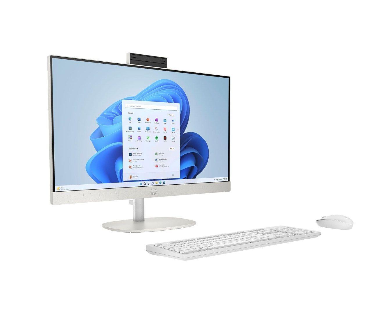 HP AIO 24-cr0144nw Ryzen 3 7320U 23.8"FHD IPS 250nits AG 8GB LPDDR5 SSD512 Radeon 610M Cam720p kB+Mouse Win11 Shell White 2Y — zdjęcie 2