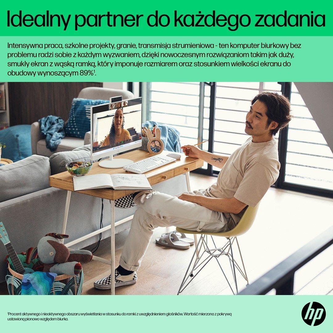 HP AIO 24-cr0124nw i3-N300 23.8"FHD IPS 250nits AG 8GB DDR4 3200 SSD512 UHD Cam720p kB+Mouse Win11 Shell White 2Y — zdjęcie 11
