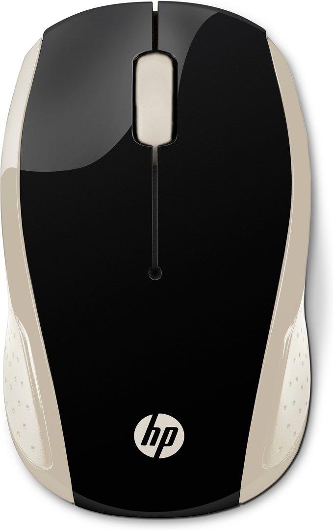 Mysz HP Wireless Mouse 200 Silk Gold bezprzewodowa czarno-złota 2HU83AA — zdjęcie 1