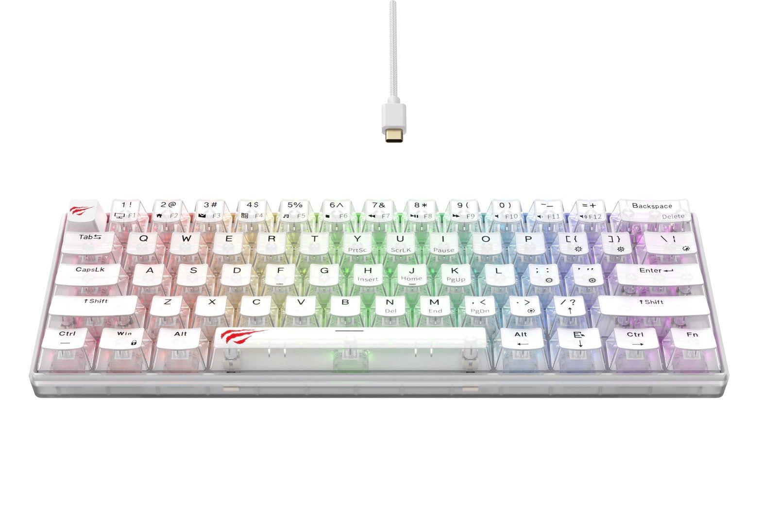 Klawiatura gamingowa Havit KB903L (biel transparentna) — zdjęcie 2