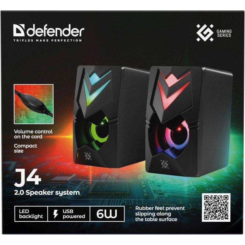 DEFENDER GLOSNIKI PC J4 2.0 6W LED USB CZARNE 65964 — zdjęcie 3