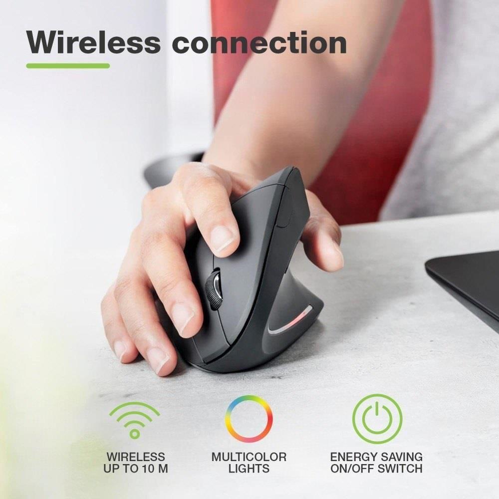 Mysz bezprzewodowa Techly 2.4GHz RF USB pionowa 1600dpi optyczna — zdjęcie 3