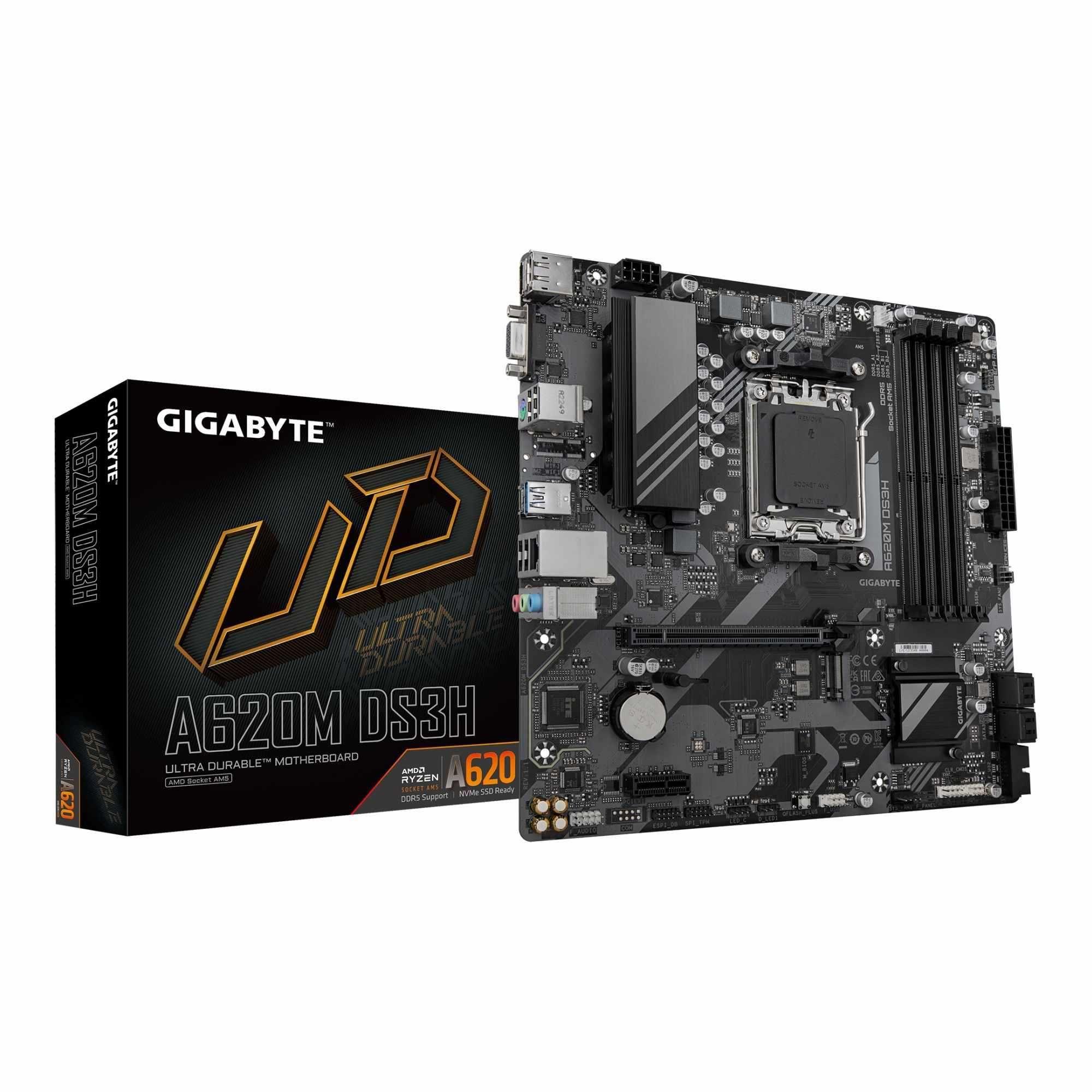 Płyta Gigabyte A620M DS3H (rev. 1.1) /AMD A620/DDR5/SATA3/M.2/USB3.0/PCIe4.0/AM5/mATX — zdjęcie 3