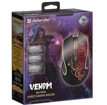 Mysz przewodowa Defender VENOM GM-640L 3200dpi Gaming 8P + GRA — zdjęcie 2