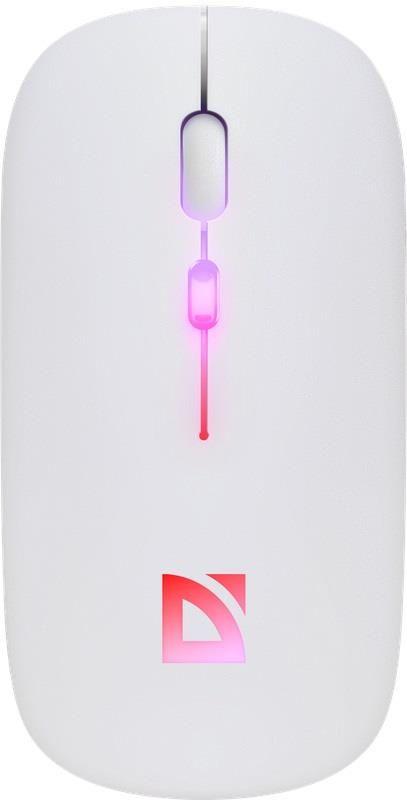 Mysz bezprzewodowa Defender TOUCH MM-997 optyczna 1600dpi 2.4 GHz + Bluetooth biała RGB AKUMULATOR bezklikowa silent — zdjęcie 2