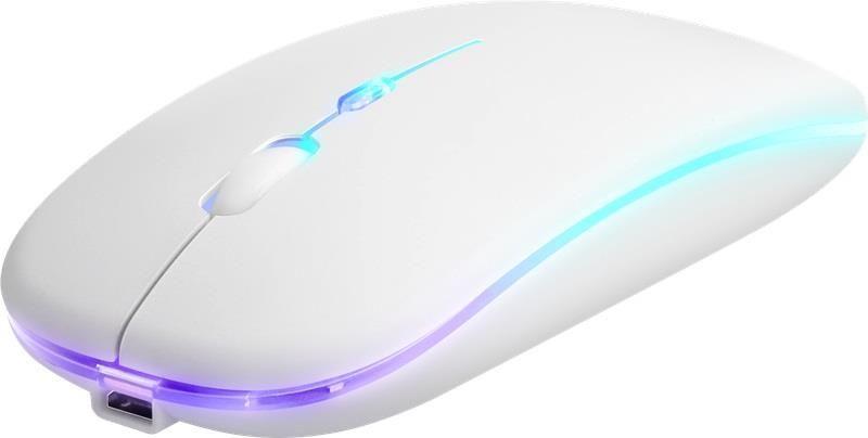 Mysz bezprzewodowa Defender TOUCH MM-997 optyczna 1600dpi 2.4 GHz + Bluetooth biała RGB AKUMULATOR bezklikowa silent — zdjęcie 3