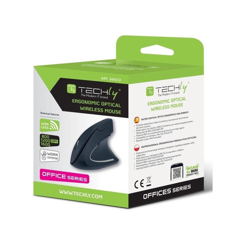 Mysz bezprzewodowa Techly 2.4GHz RF USB pionowa 1600dpi optyczna — zdjęcie 9