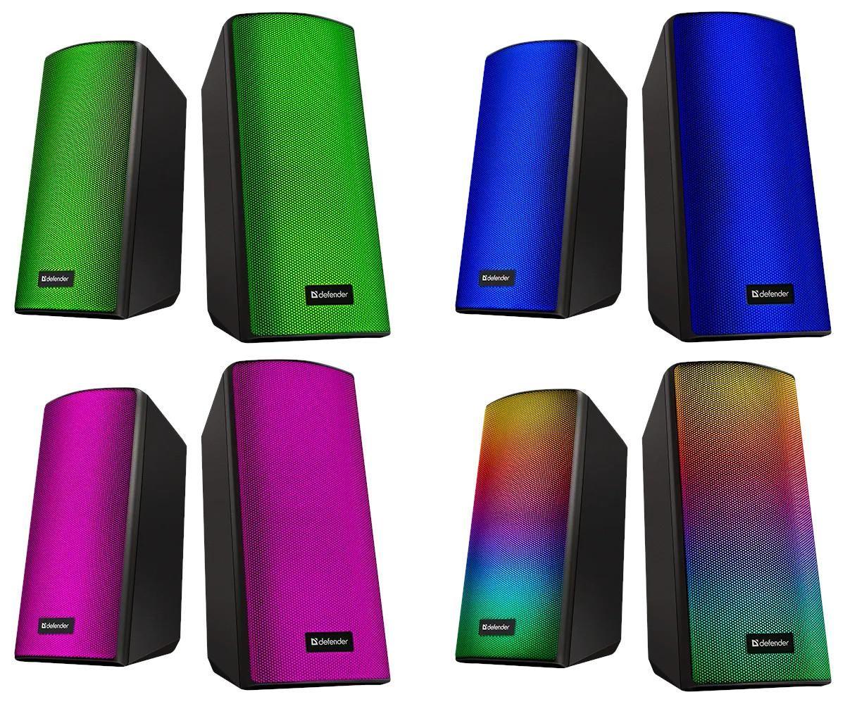Głośniki Defender SPITFIRE 2.0 6W Bluetooth USB podświetlenie RGB MP3 — zdjęcie 10