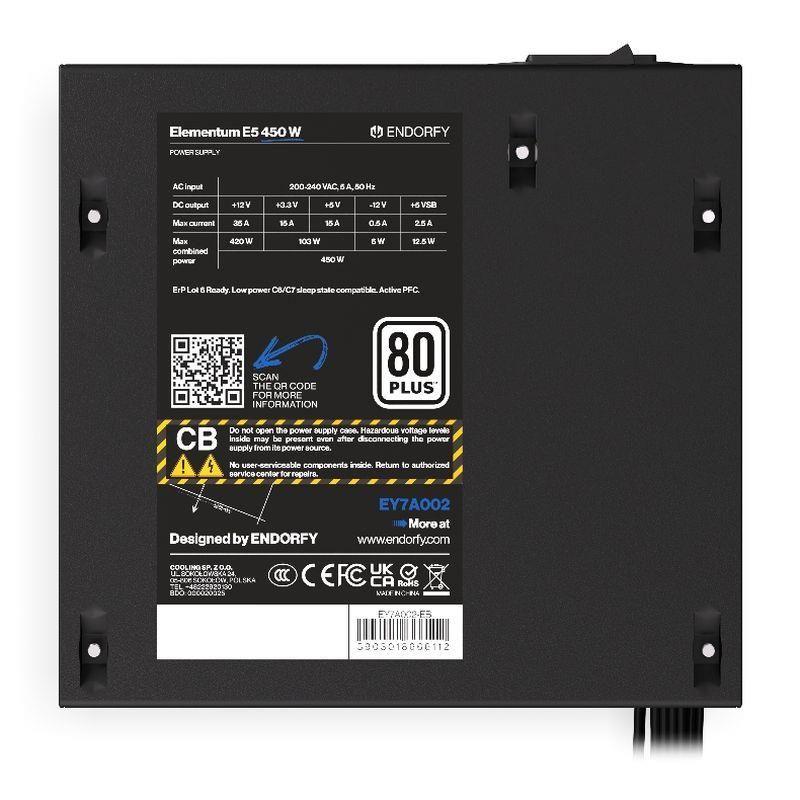 Zasilacz Endorfy Elementum E5 450W ATX 120mm 80 Plus aPFC Bulk — zdjęcie 6