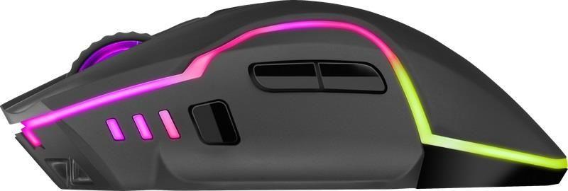 Mysz bezprzewodowa Defender ONESHOT GM-067 optyczna 3200dpi czarna RGB AKUMULATOR 7 przycisków Gaming — zdjęcie 3
