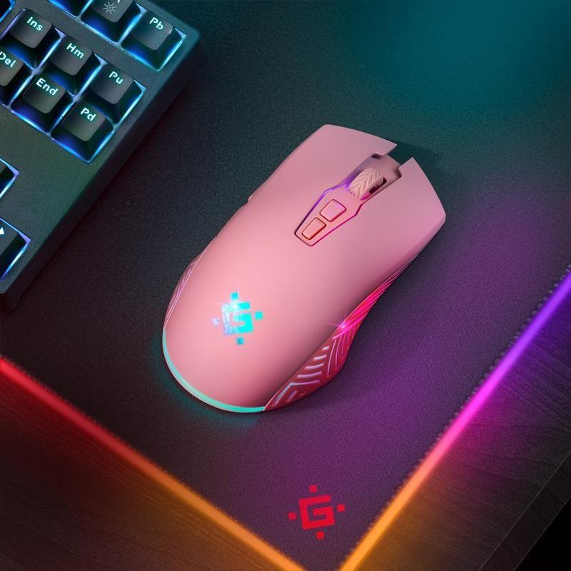 Mysz bezprzewodowa Defender PANDORA GM-502 optyczna 3200dpi różowa RGB AKUMULATOR 7 przycisków Gaming bezklikowa silent — zdjęcie 5