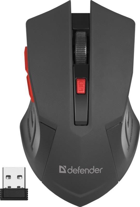 Mysz bezprzewodowa Defender ACCURA MM-275 optyczna 1600dpi 6P czarno-czerwona — zdjęcie 1
