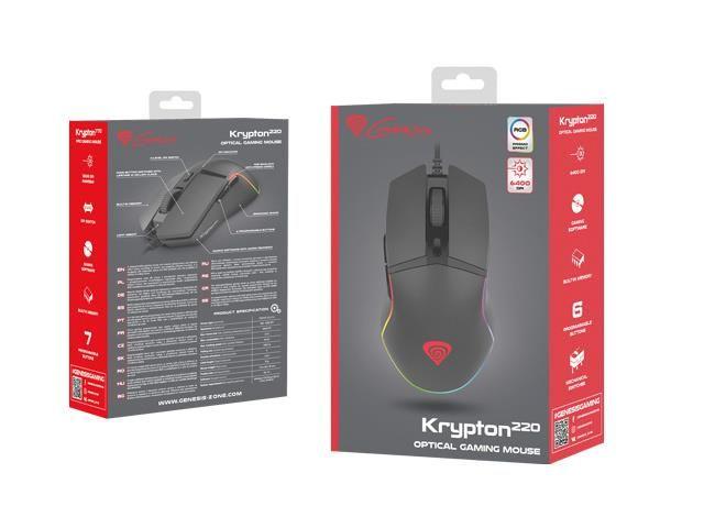 Mysz przewodowa Genesis Krypton 220 optyczna Gaming 6400DPI czarna — zdjęcie 5