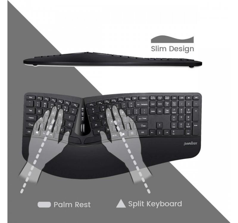 Zestaw bezprzewodowy klawiatura+mysz Perixx PERIDUO-605 Ergonomic czarny — zdjęcie 2