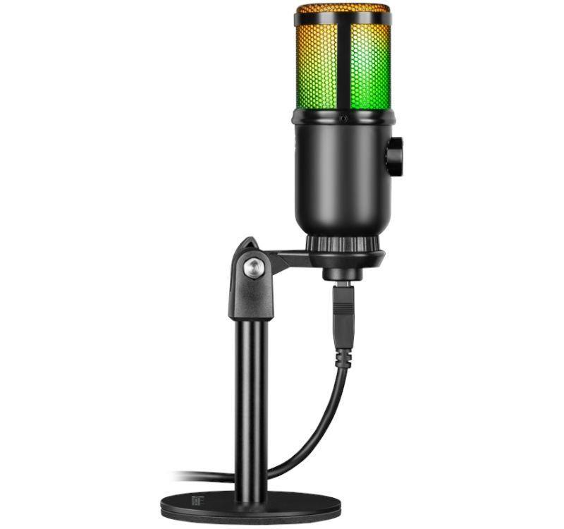 Mikrofon przewodowy Defender GLOW GMC 400 ze statywem STREAM strumieniowy RGB USB — zdjęcie 2