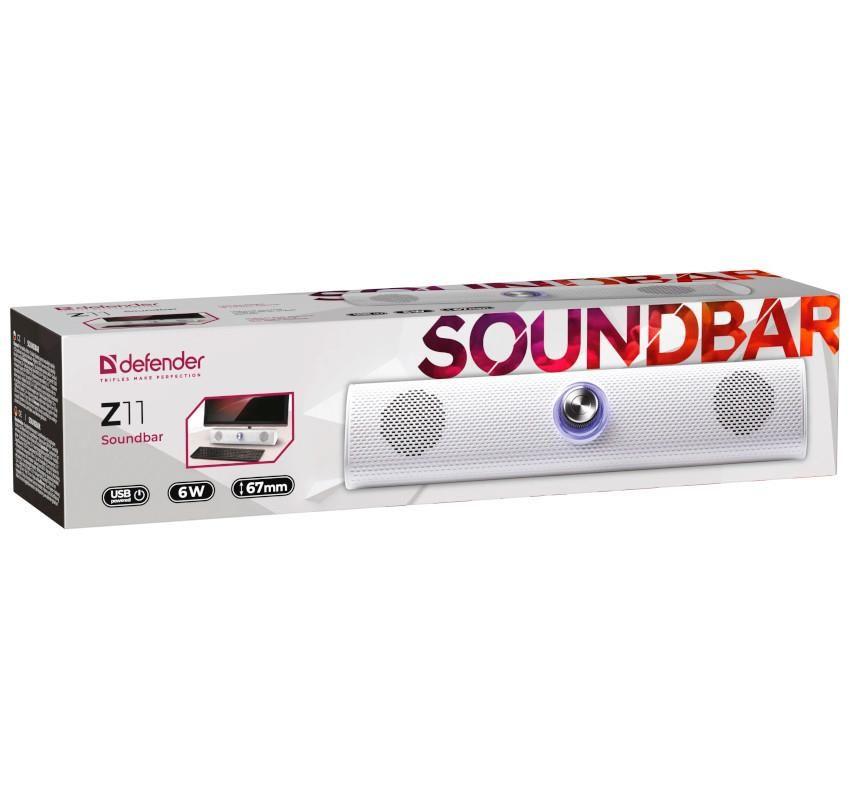 Głośnik Defender Z11 Soundbar 6W USB LED Podświetlany Biały — zdjęcie 5
