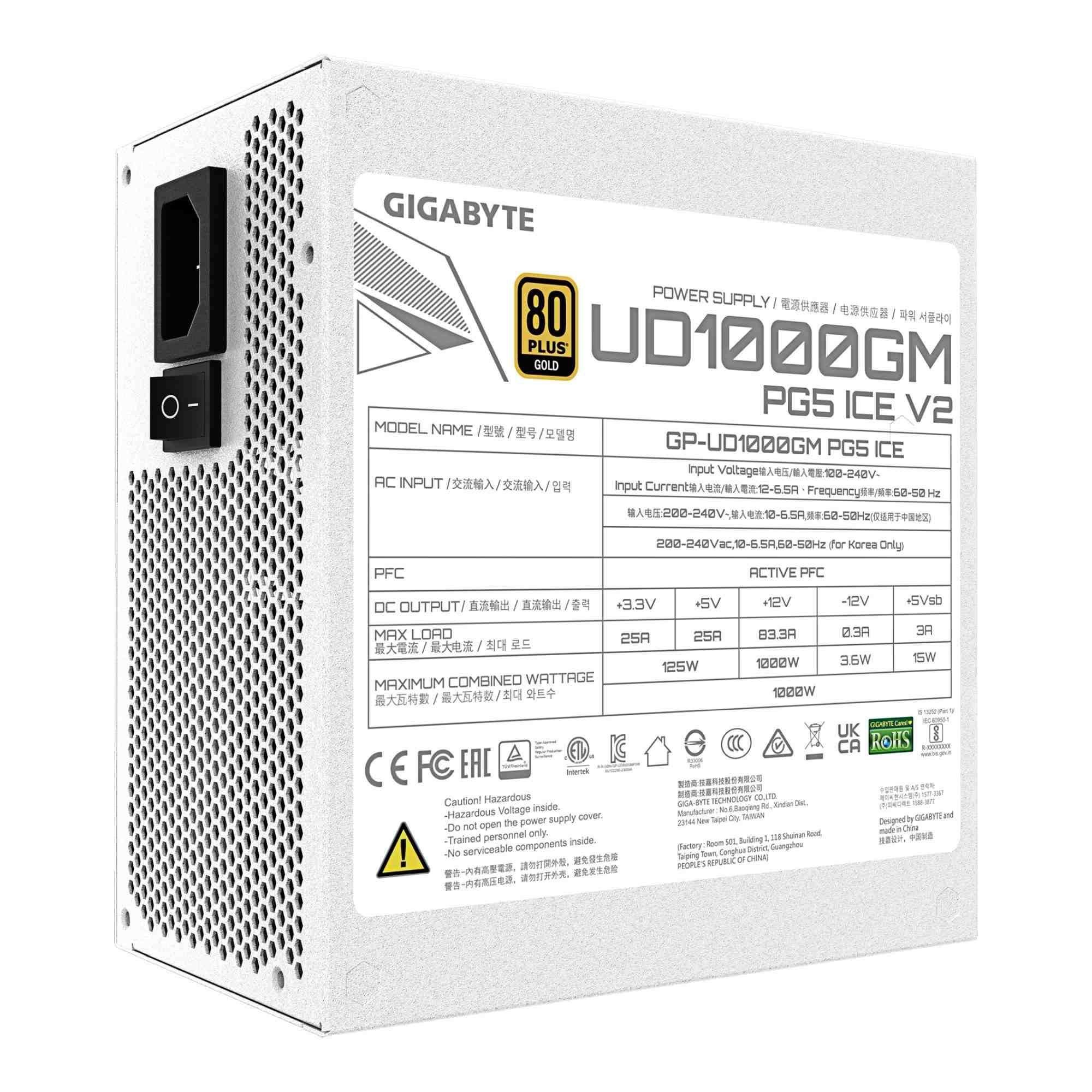 Zasilacz Gigabyte GP-UD1000GM PG5 V2 ICE 1000W 120mm 80+Gold — zdjęcie 5