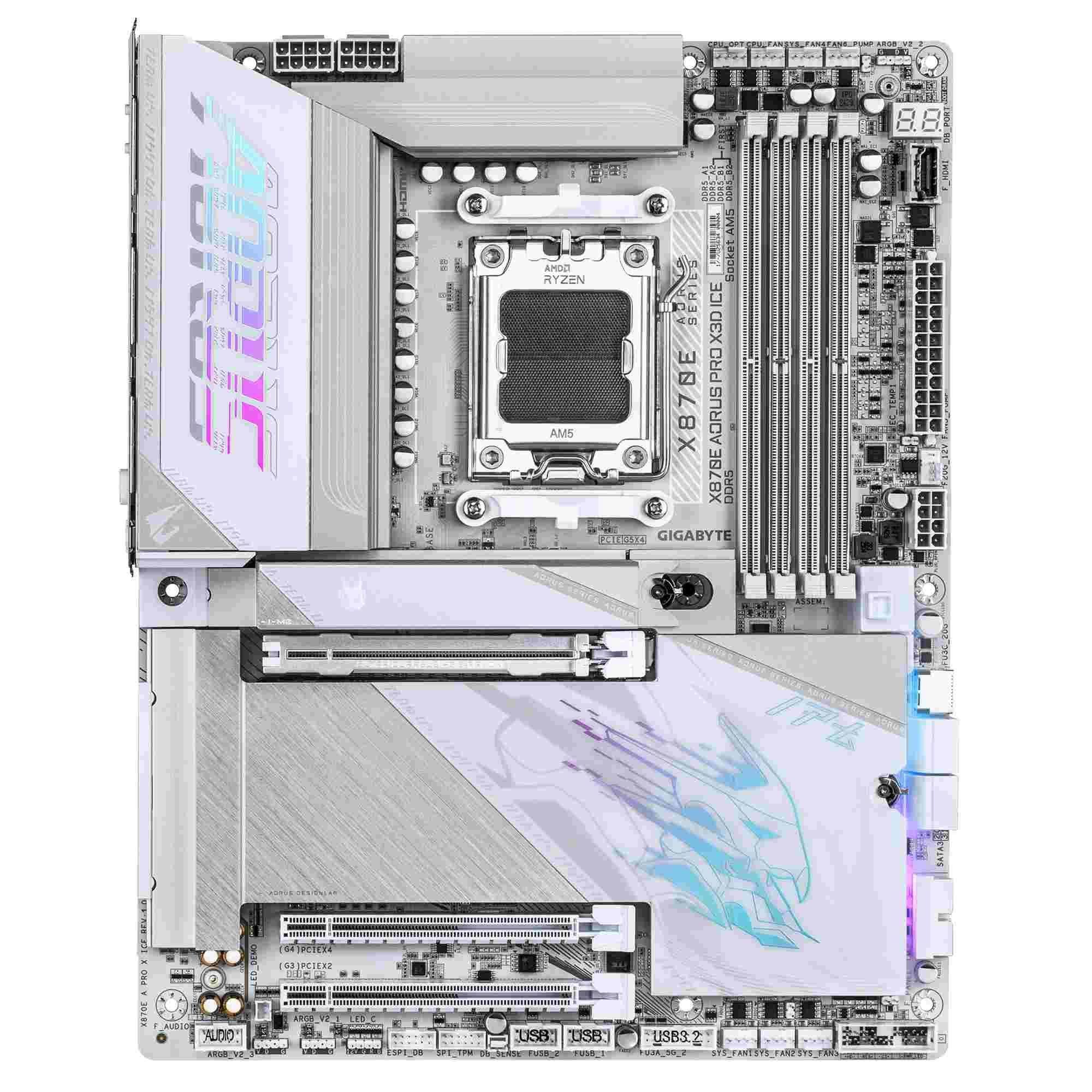 Płyta Gigabyte X870E A PRO X ICE /AMD X870E/DDR5/SATA3/M.2/USB4/PCIe5.0/WiFi/BT/AM5/ATX — zdjęcie 1