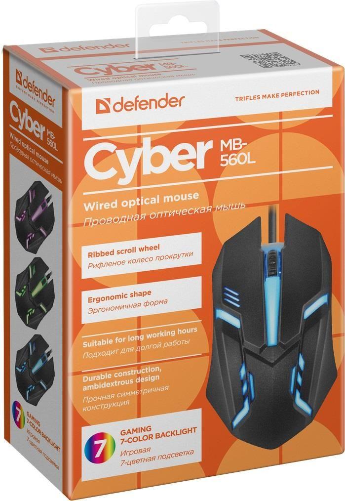 Mysz przewodowa Defender CYBER MB-560L 1200dpi 3P czarna — zdjęcie 7