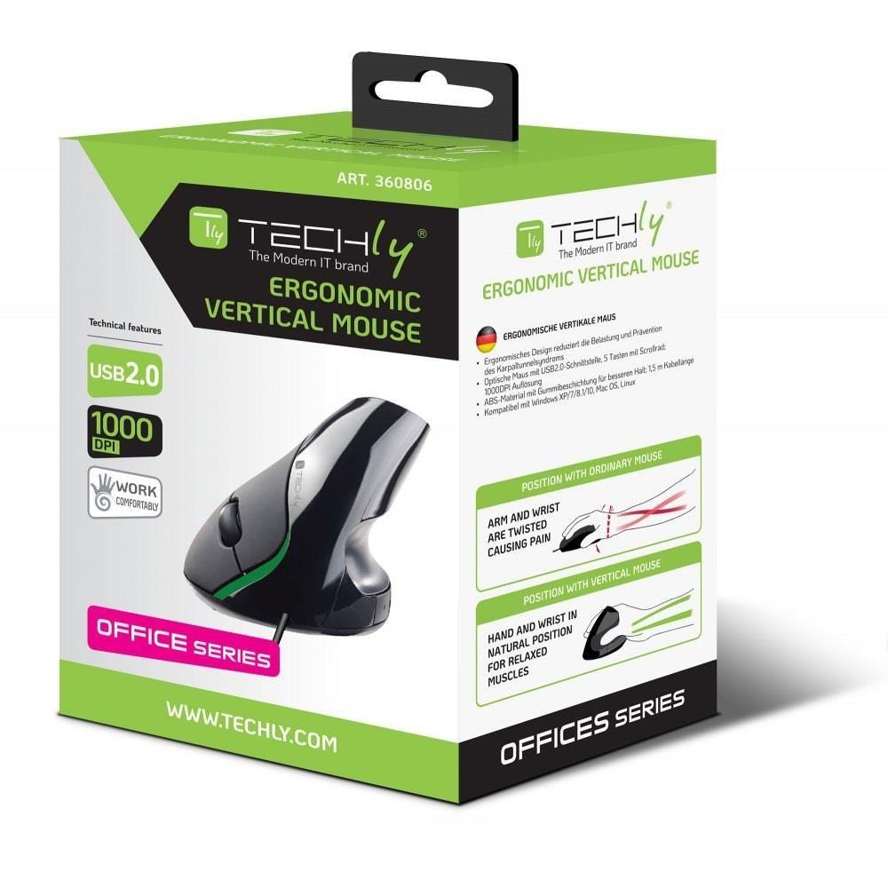 Mysz przewodowa Techly Ergonomiczna Optyczna 1000dpi — zdjęcie 3