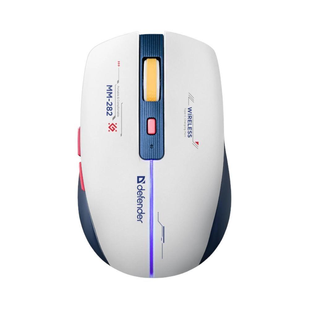 Mysz bezprzewodowa Defender DILA MM-282 optyczna 1800dpi biała RGB AKUMULATOR 6 przycisków Gaming — zdjęcie 1