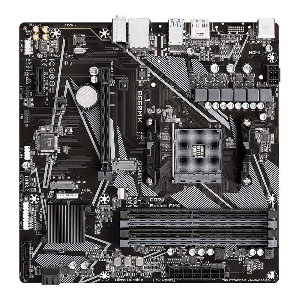 Płyta Gigabyte B550M K /AMD B550/DDR4/SATA3/M.2/USB3.0/PCIe4.0/AM4/mATX — zdjęcie 3