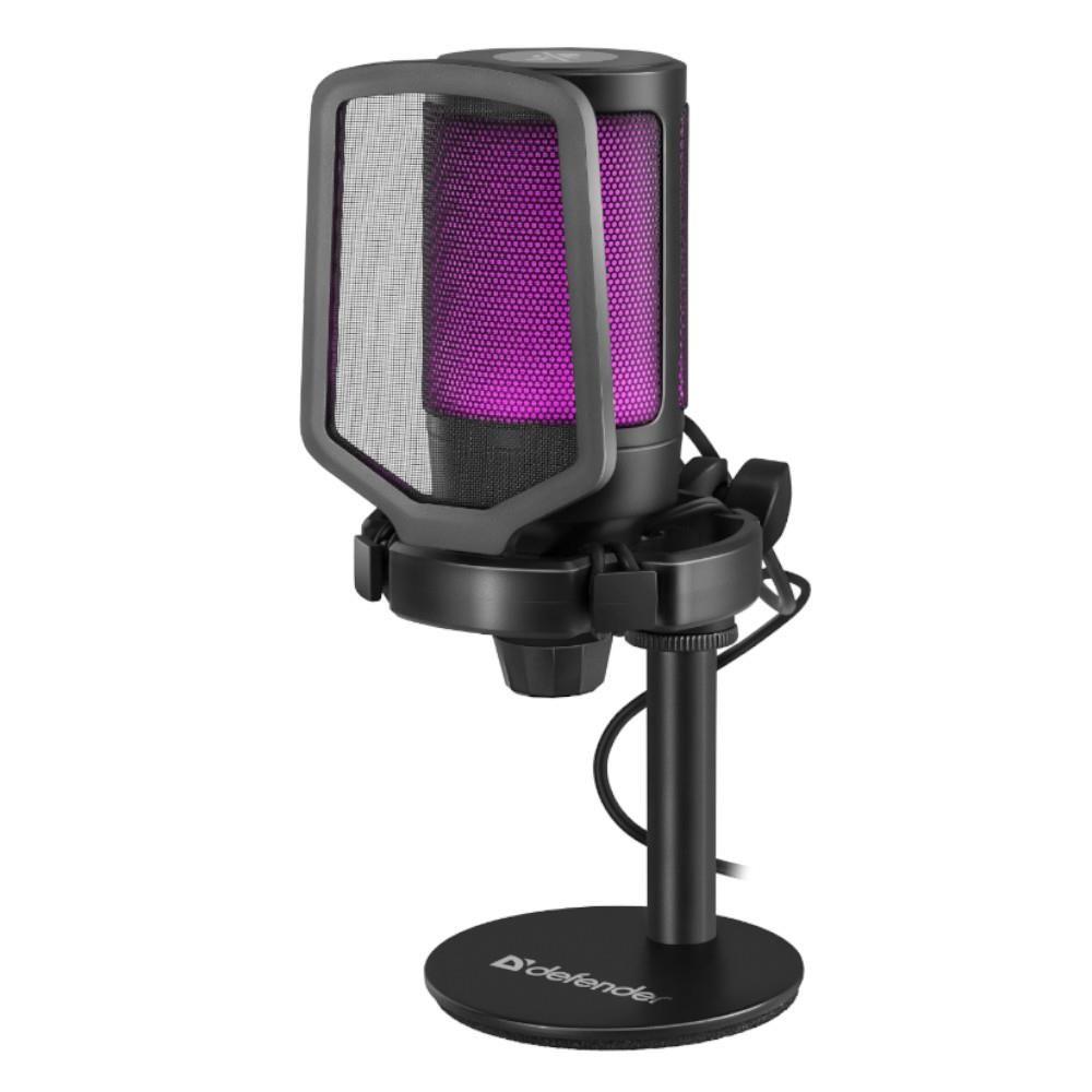 Mikrofon przewodowy Defender IMPULSE GMC 600 ze statywem STREAM strumieniowy RGB USB — zdjęcie 1