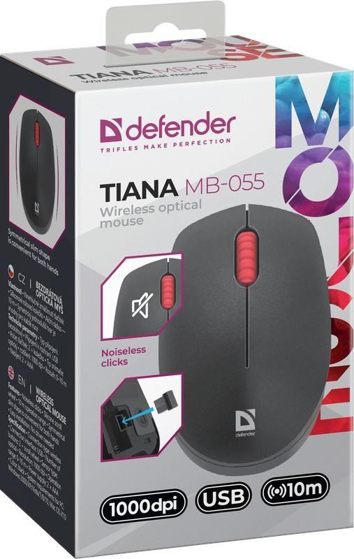 Mysz bezprzewodowa Defender TIANA MB-055 optyczna bezklikowa silent 1000dpi 3P czarna — zdjęcie 3