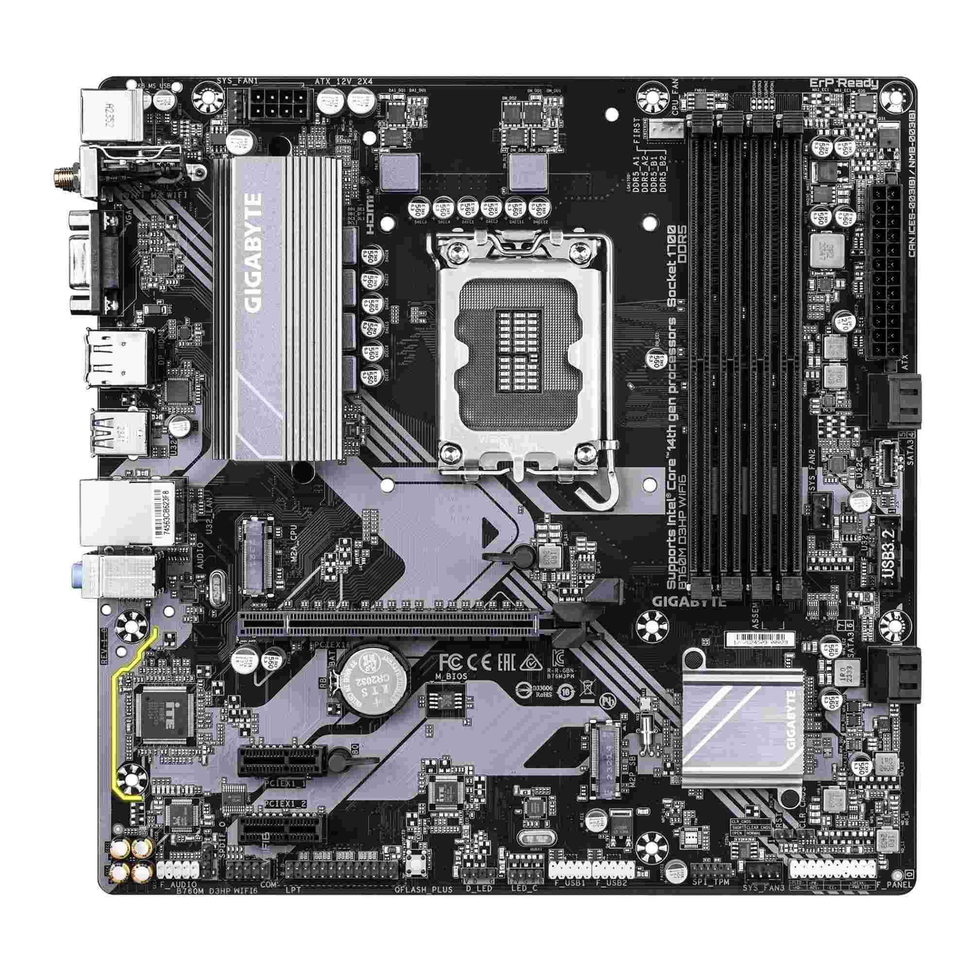 Płyta Gigabyte B760M D3HP WIFI6 /B760/DDR5/SATA3/M.2/USB3.0/PCIe4.0/WiFi/BT/s.1700/mATX — zdjęcie 1