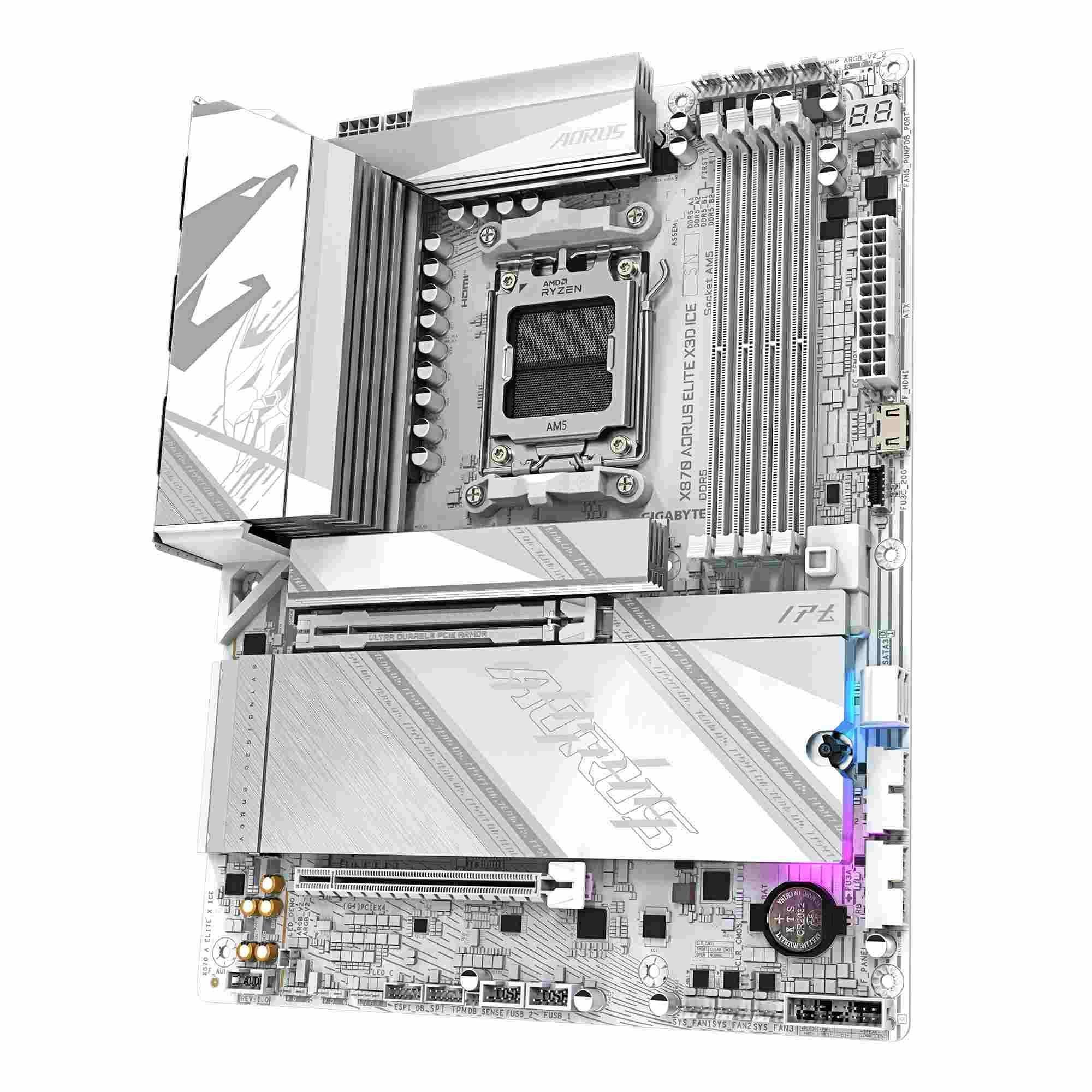 Płyta Gigabyte X870 A ELITE X ICE /AMD X870/DDR5/SATA3/M.2/USB4/PCIe5.0/WiFi/BT/AM5/ATX — zdjęcie 3