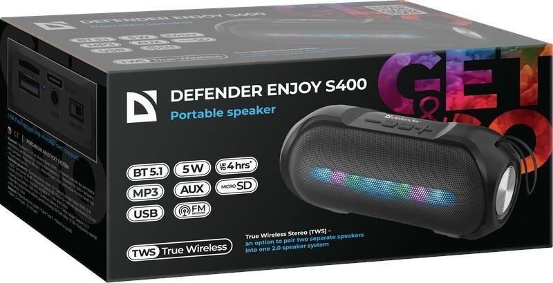 Głośnik Defender Enjoy S400 Bluetooth 5W BT/FM/TF/USB/AUX/TWS/LED — zdjęcie 4