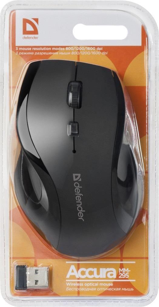 Mysz bezprzewodowa Defender ACCURA MM-295 optyczna 1600dpi 6P czarna — zdjęcie 5