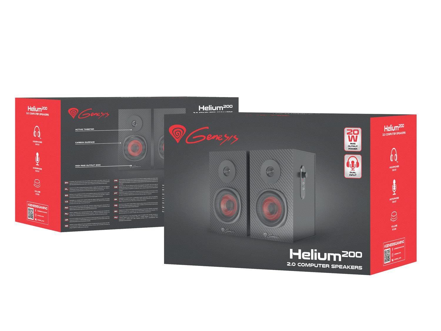 Głośniki Genesis Helium 200 2.0 20W RMS czarno-czerwone — zdjęcie 3