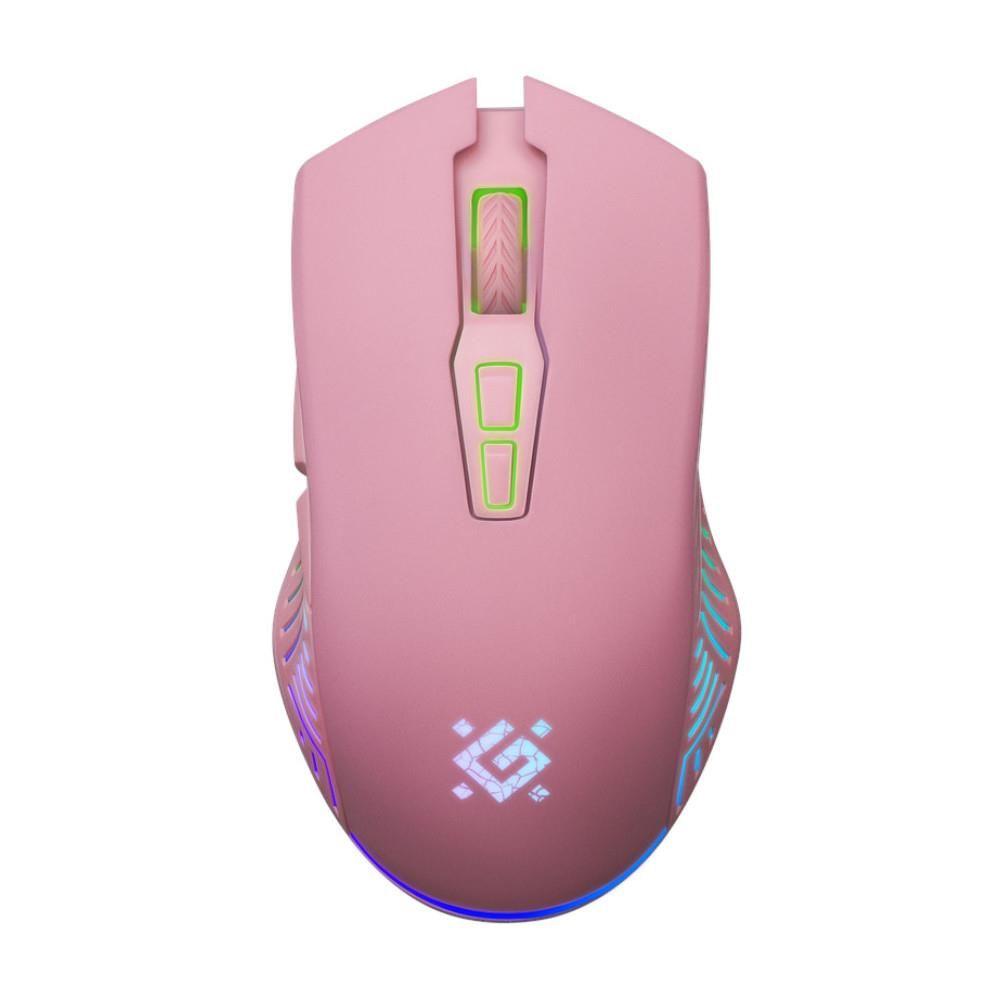 Mysz bezprzewodowa Defender PANDORA GM-502 optyczna 3200dpi różowa RGB AKUMULATOR 7 przycisków Gaming bezklikowa silent — zdjęcie 1