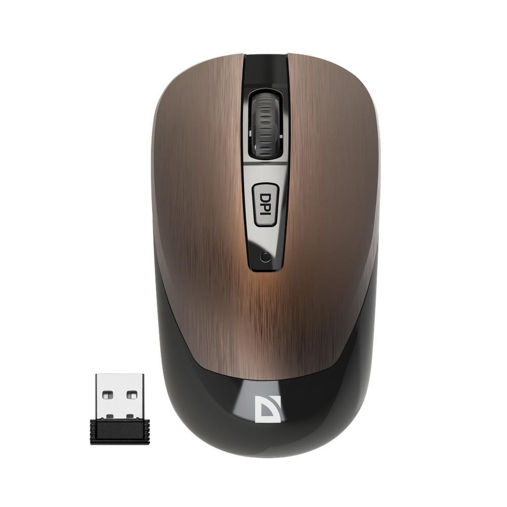 Mysz bezprzewodowa Defender WAVE MM-995 optyczna bezklikowa silent 1600dpi brązowa — zdjęcie 1