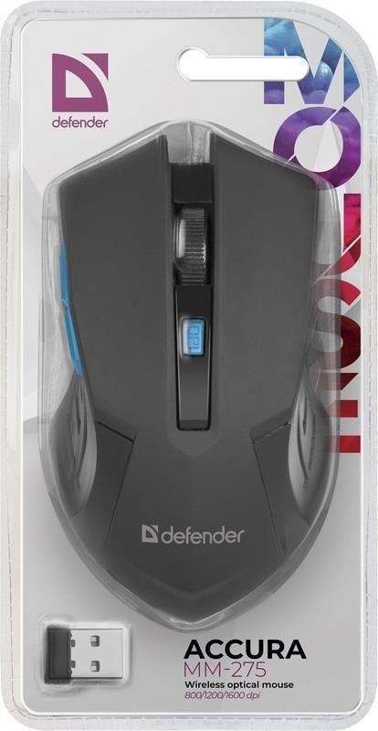 Mysz bezprzewodowa Defender ACCURA MM-275 optyczna 1600dpi 6P czarno-niebieska — zdjęcie 6