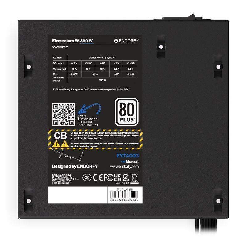Zasilacz Endorfy Elementum E5 350W ATX 120mm 80 Plus aPFC Bulk — zdjęcie 6