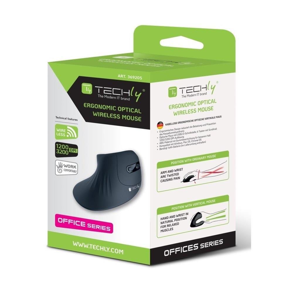 Mysz bezprzewodowa Techly 2.4GHz RF USB pionowa 3200dpi optyczna — zdjęcie 12