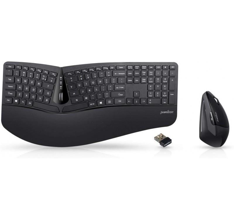 Zestaw bezprzewodowy klawiatura+mysz Perixx PERIDUO-605 Ergonomic czarny — zdjęcie 1
