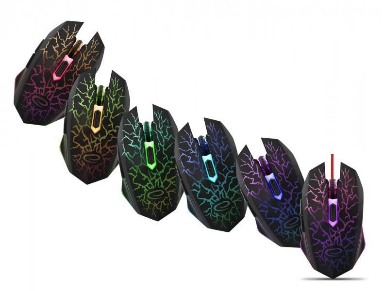 Mysz przewodowa Esperanza MX211 Lightning optyczna Gaming 6D USB czarna — zdjęcie 4