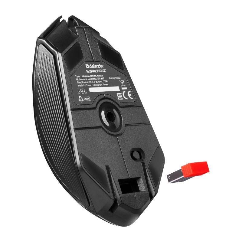 Mysz bezprzewodowa Defender HORRODINE GM-237 optyczna 3200dpi czarna RGB AKUMULATOR 6 przycisków Gaming — zdjęcie 5